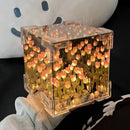 Luminária Cubo de Tulipas 3D LED com Efeito Infinito
