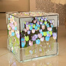 Luminária Cubo de Tulipas 3D LED com Efeito Infinito