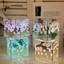 Luminária Cubo de Tulipas 3D LED com Efeito Infinito