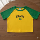 Kit 2 Croppeds e Regatas do Brasil Feminino Manga Curta Babylook