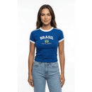 Camiseta do Brasil Bordada BabyLook Feminina