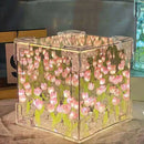 Luminária Cubo de Tulipas 3D LED com Efeito Infinito